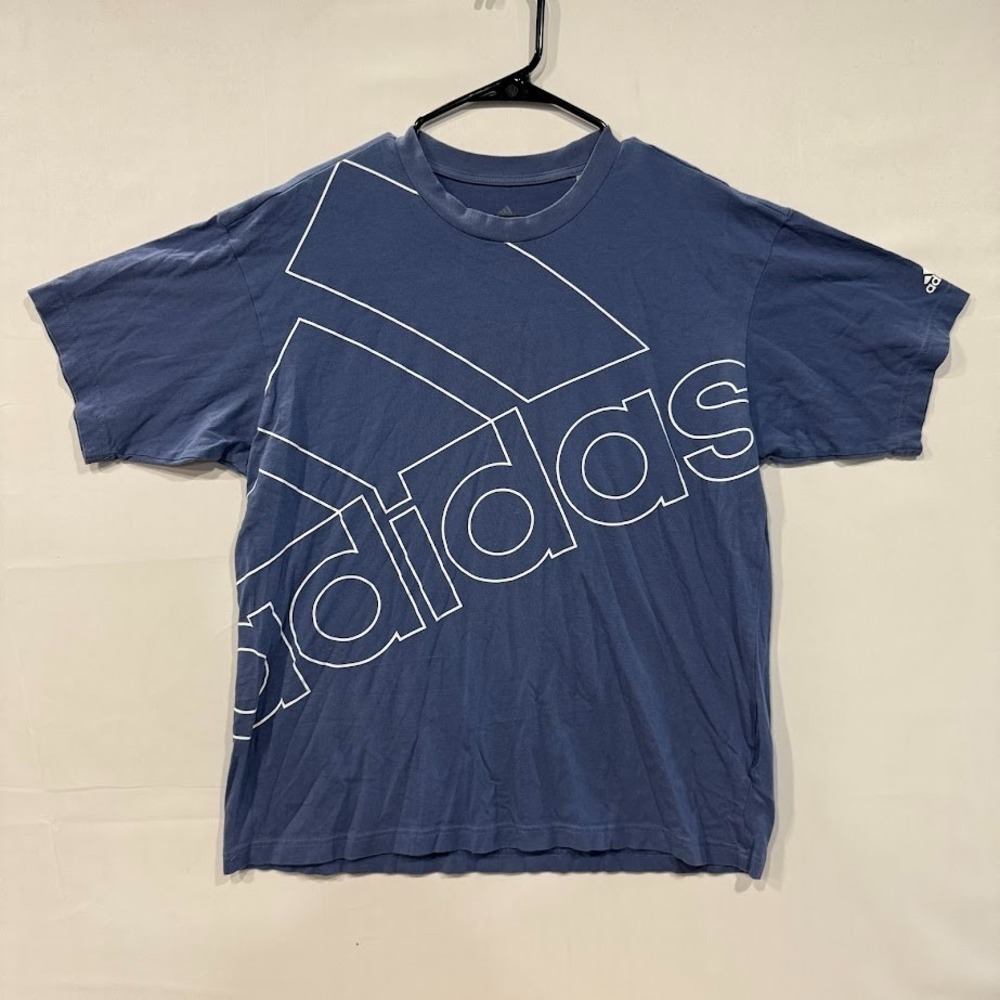 Adidas Mens Blue Graphic Logo T-Shirt Short Sleeve Crew Neck Size Medium